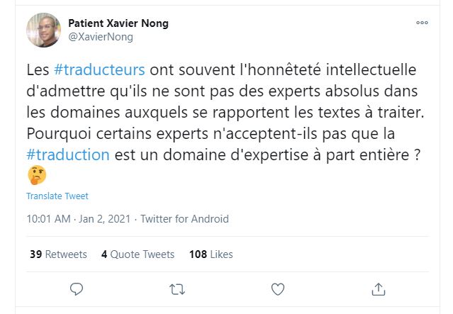 Tweet about translation